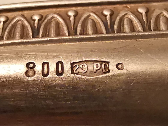 6 forchettine da dessert argento '800 stile impero, Argenterie Greggio Rino di Padova, Set di posate, Argentato (foto 5 di 5)