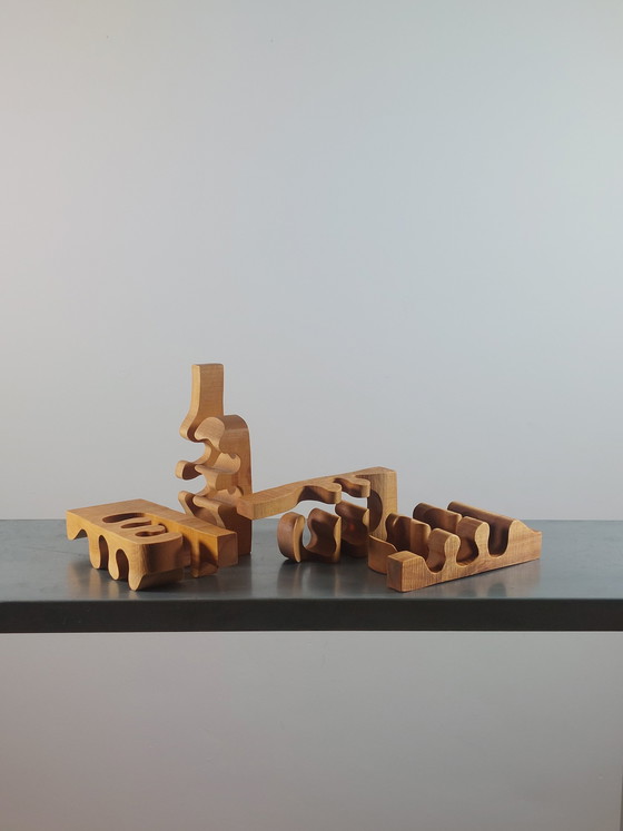 Image 1 of Scultura in legno vintage intagliata a mano, puzzle di Gunnar Kanevad