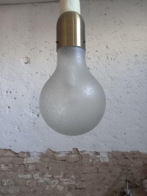 Lampadario anni 60 in vetro sabbiato produzione Stilux 