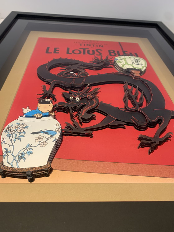 Image 1 of 3D-Kunstwerk Der Blaue Lotus - Tim und Struppi