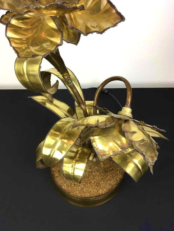 Image 1 of Maison Jansen Tischleuchte mit Blumenmuster aus den 1970er Jahren