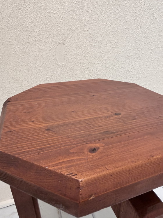 Vintage Brutalist Solid Wood Stool / Side Table (photo 11 of 12)
