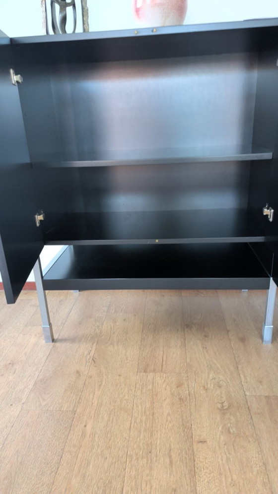 Black sideboard with silver-colored legs, Wood, Metal, Modern (photo 2 of 5)