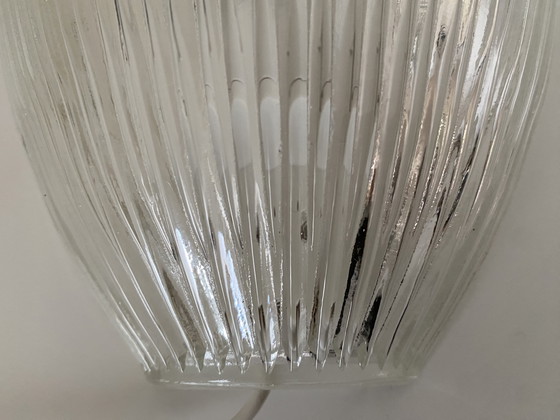 Image 1 of 2x Vintage Massive wall lamp - with ribbed glass shade.