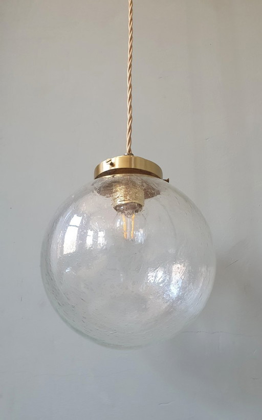 Vintage Pendant Lamp - Globe Lamp - Textured / Bubble Glass. – hanglampen, Metal