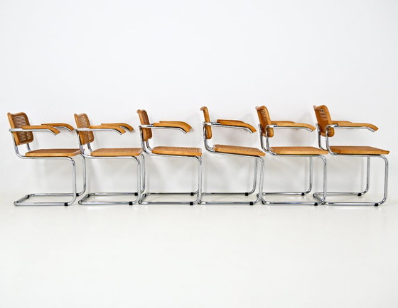 Sedie da pranzo Stile B32 di Marcel Breuer, Set di 6 – Rattan, Legno (photo 4 of 10)