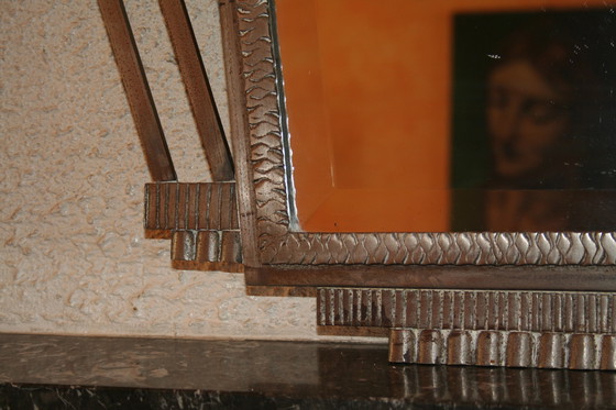 Image 1 of Metal Art Deco mirror (forged/ trapezoidal shape)