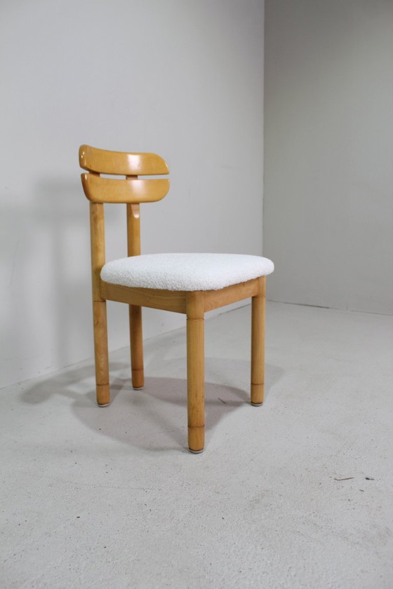 Image 1 of 4x vintage eetkamerstoelen - teddy en hout, jaren '70