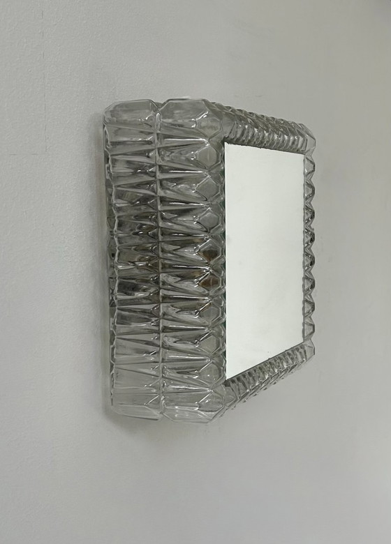 Image 1 of Applique da parete vintage, vetro stampato pressato e specchio, Francia, 1960