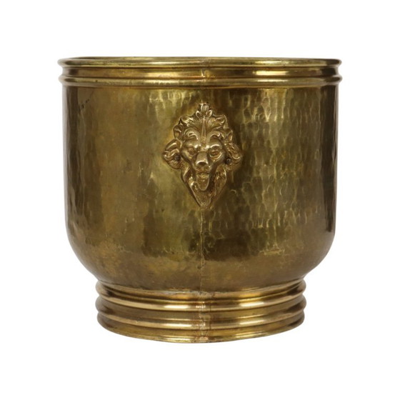 Large Jardinière Flowerpot Hammered Brass Lionheads – Decorative Objects (photo 3 of 15)