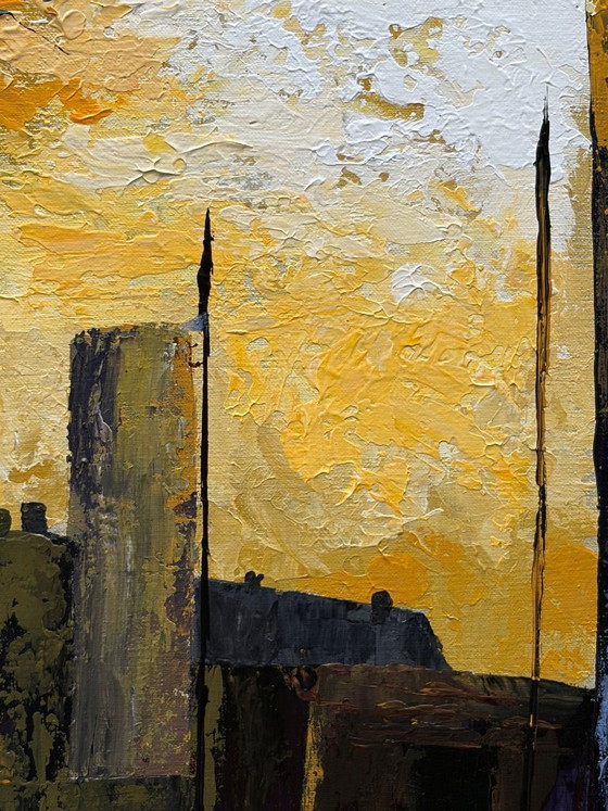 Paysage Urbain Abstrait Original 50x60 Cm | Second Dawn – Peintures et dessins, Canvas (photo 3 of 8)