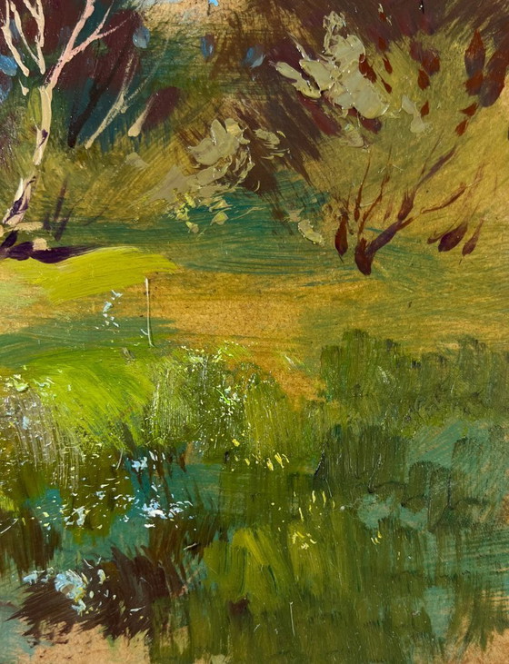 Image 1 of Original Oil Painting Summer Nature Landscape A walk in the forest