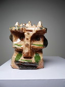 Moderne antropomorfe sculptuur in geglazuurd terracotta, vintage jaren 1970-2000.