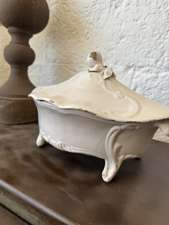 Image 1 of 18th century Moustiers earthenware vegetable dish