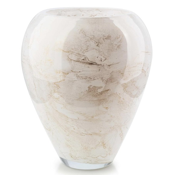 Image 1 of Vase - Mundgeblasenes weißes Glas