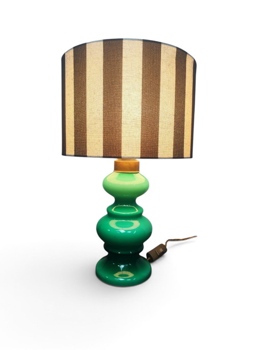Italian 1960s Green Glass Lamp – tafellampen, Metal