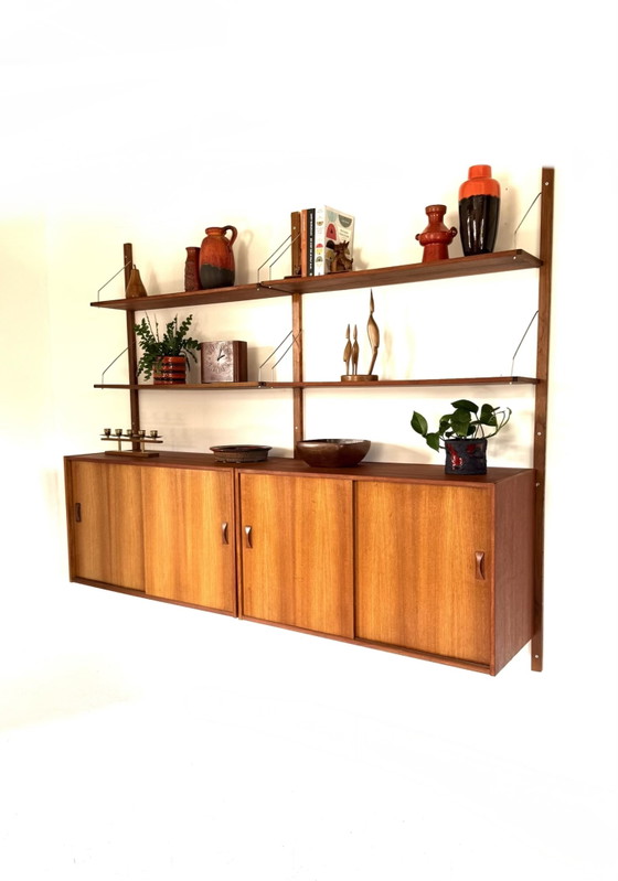 Image 1 of Vintage teakhouten modulair wandsysteem, denemarken ‘60