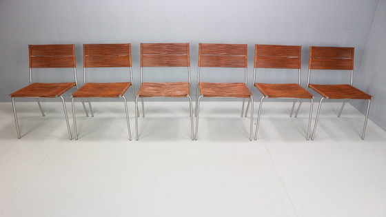 Image 1 of Satz von 6 Esszimmerstühlen "Miss B" von Tito Agnoli für Bonacina, Italien