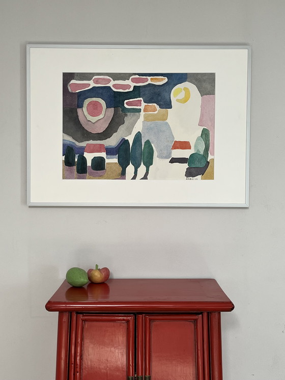 Image 1 of Soleil à côté de la lune, aquarelle de Dinieks