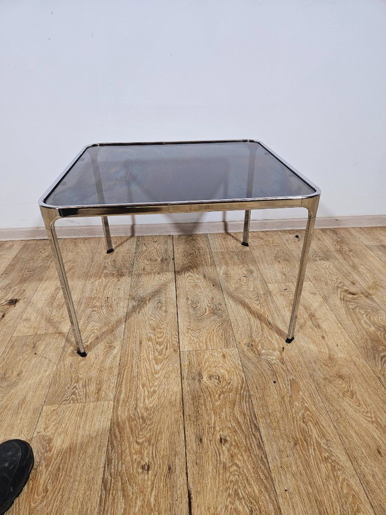 Image 1 of Mid-Century Modern Coffee Table – Chrome and Smoked Glass, Italy, 1970s.
