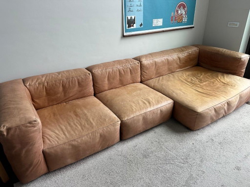 HAY Mags Soft – Extra Wide Chaise Longue – Cognac Leder – banken, Leather