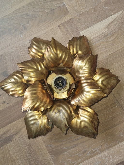 Deckenleuchte mit Blattgold, 1960er Jahre