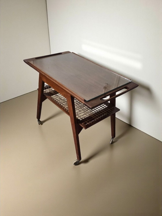 Image 1 of Teak side table, serving trolley, bar trolley, side table, Johannes Andersen, 1970s