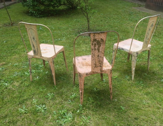 Set van 3 Art Nouveau Tolix geïnspireerde bistro-tuinstoelen – Metal (photo 5 of 10)