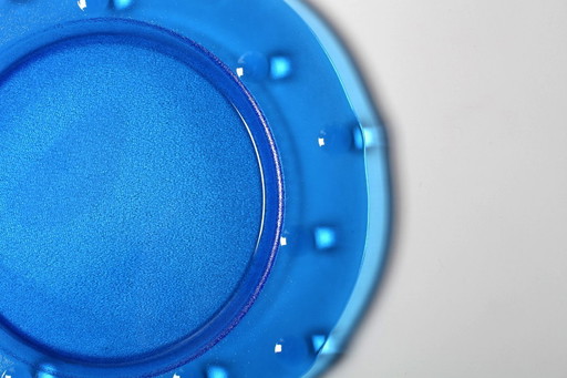 Vintage Cobalt Blue Glass Platter: Mid-Century Centerpiece, Borgonovo Italy