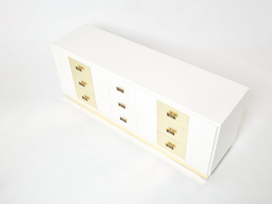 Image 1 of Cassettiera in ottone laccato bianco sporco di Luciano Frigerio, anni '70