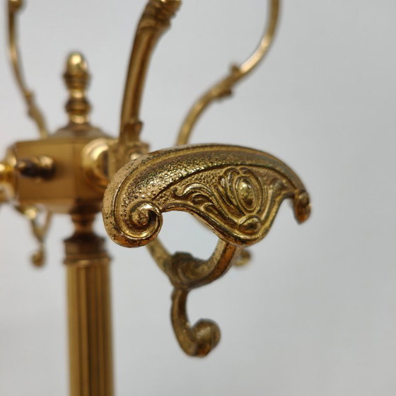 Image 1 of Brass and marble rococo standing coat rack Hollywood Regency hall tree