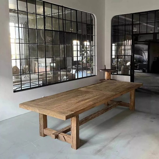 Kingstone farm table in solid antique oak - 300 cm long