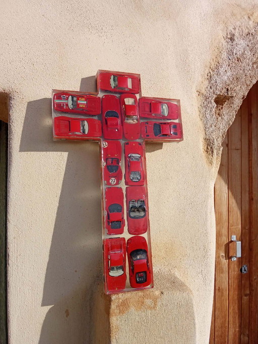 Handcrafted religious cross – Includes 13 Ferrari