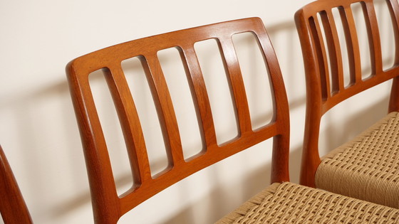 Image 1 of 6 sedie da pranzo Niels Otto Møller | Modello 83 | Papercord | Teak