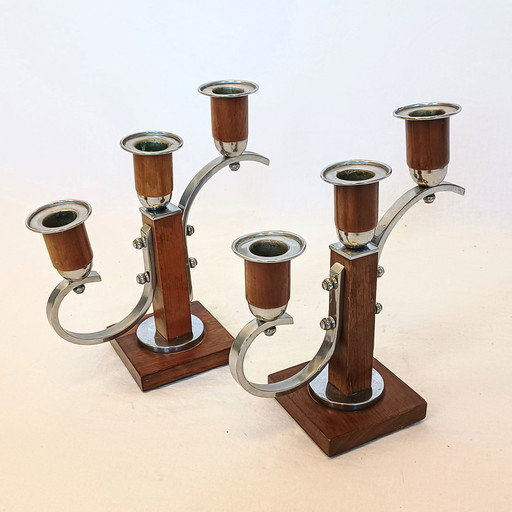 2x Art deco candlesticks