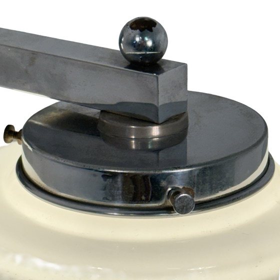 Image 1 of Art deco - Gispen - Lampada da parete con vetro opalino e montatura cromata - Stepped / trapkap