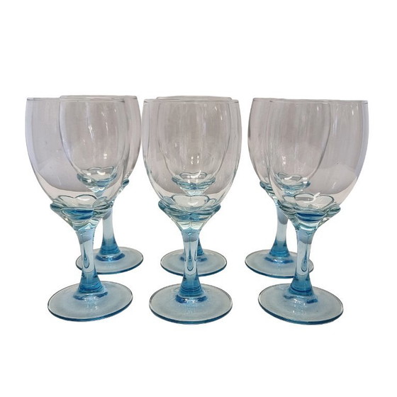 Image 1 of Luminarc France wijnglazen met blauwe voet