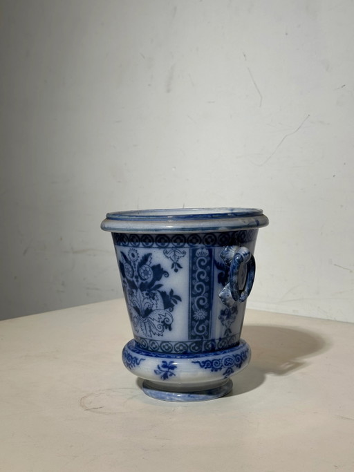 Cachepot antiguo azul y blanco – Maastricht Regout – vazen (photo 2 of 5)