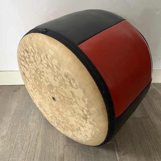 Image 1 of Prachtige vintage poef in meerdere kleuren leer