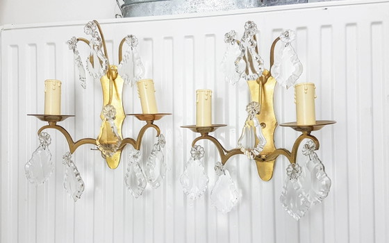 Paar Wandleuchten aus Bronze und Kristall MG – Beleuchtung, Crystal, Klassiek (photo 3 of 11)