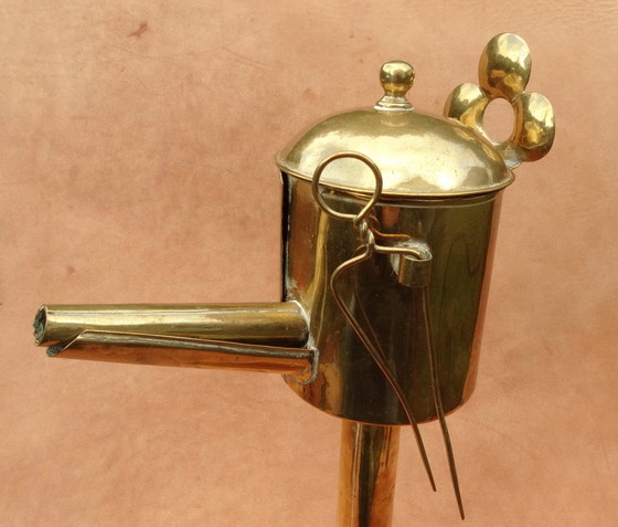 Image 1 of Walvisolielamp, antieke messing lamp uit de walvisvaart, circa 1850, functioneel