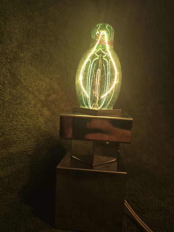 Image 1 of Brutalist chrome table lamp sculptural light object