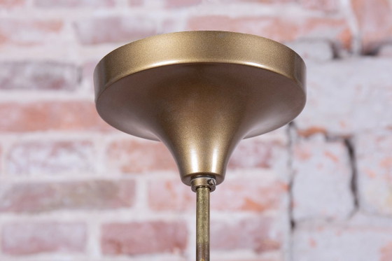 Restored Mid-Century Chandelier, Brass, Glass, New Electrification, Czech, 1960s, Gold, Mid Century Modern (photo 6 of 9)