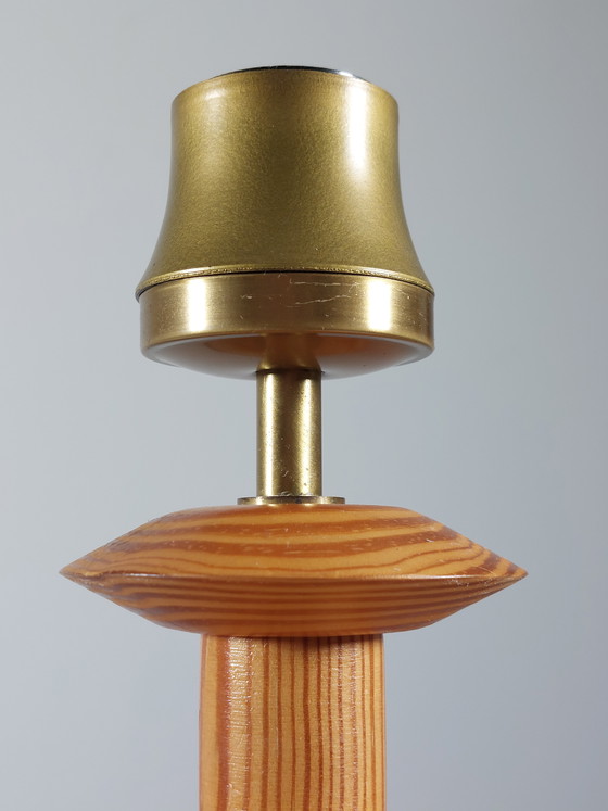 Image 1 of Lampada da tavolo vintage postmoderna in legno di pino, anni '80
