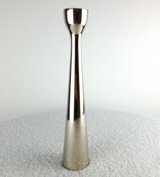 Vintage chrome candlestick, mid-century modern design, 1970s
