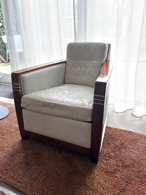 Deux fauteuils Schuitema - modèle Frank - cuir crème