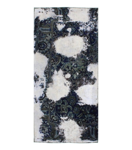 Oriental Hand-knotted Vintage Art Classic & Relief Design 190 x 90 cm Black Color