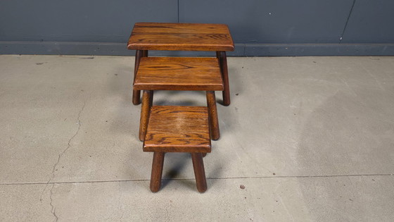 Image 1 of Vintage brutalistische bijzettafels uit de jaren 60.