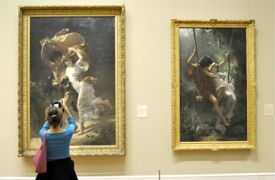 Image 1 of Paire de tissages de soie de 1900 d'après P. Auguste Cot