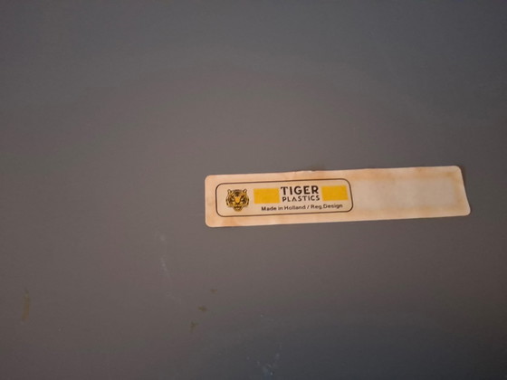 Image 1 of Vintage beige ronde Tijgerspiegel jaren 70